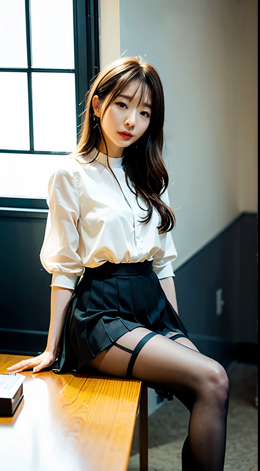 office lady、Evil Depravity、dark、brainwashing、brainwashing装置、Natural Pantyhose、Natural stockings、Thin, sheer white blouse、Shining Legs、White sheer pleated skirt、Mole next to the eye