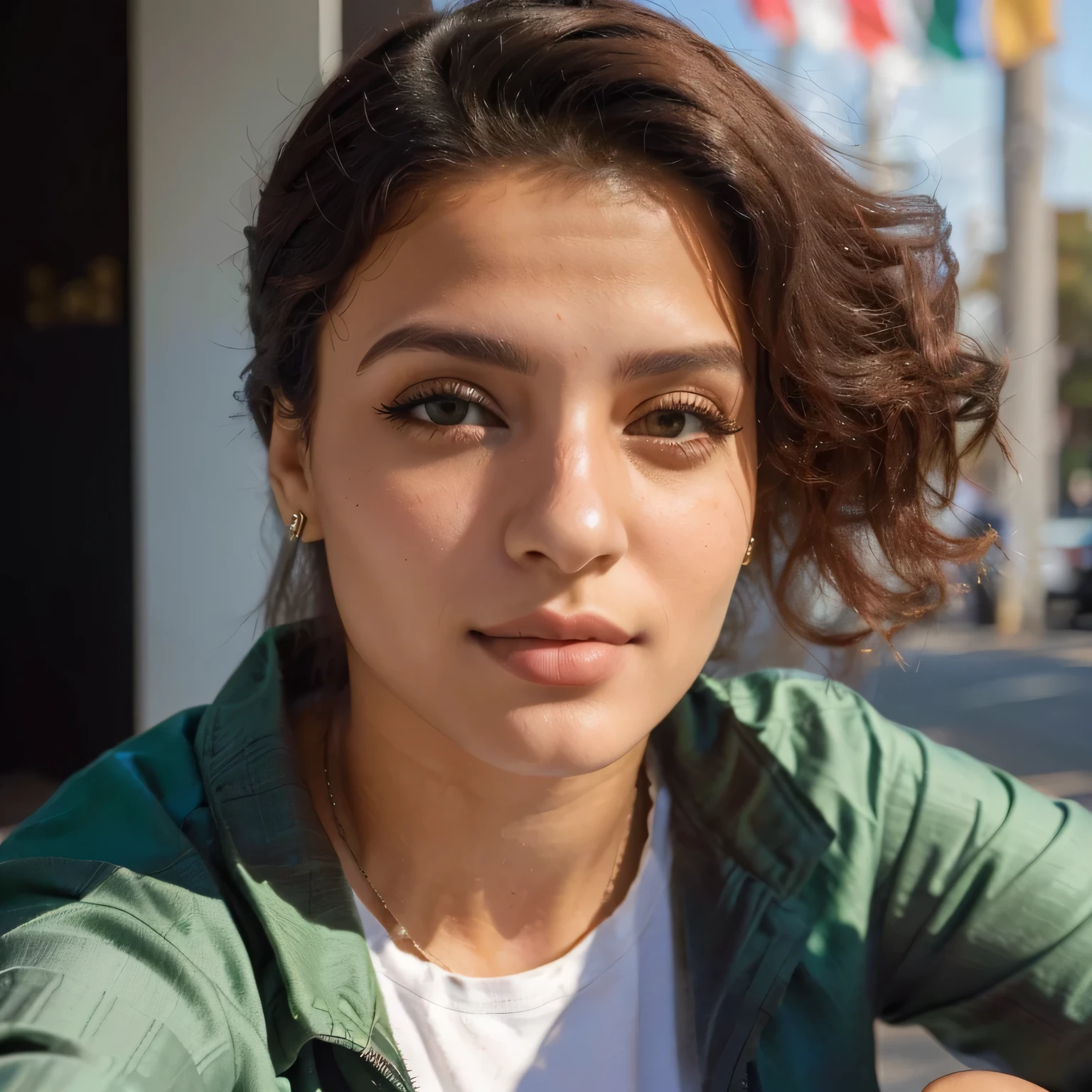 mulher arafada com jaqueta verde e camisa branca sentada em um banco, young middle eastern woman, foto de jovem, foto de uma linda mulher, linda mulher iraniana, linda jovem mulher, flawless brown skin, bela jovem, a bela jovem, garota atraente, profile picture with headshot, lindo rosto atraente, linda mulher, Mulher atraente, mulher jovem e atraente