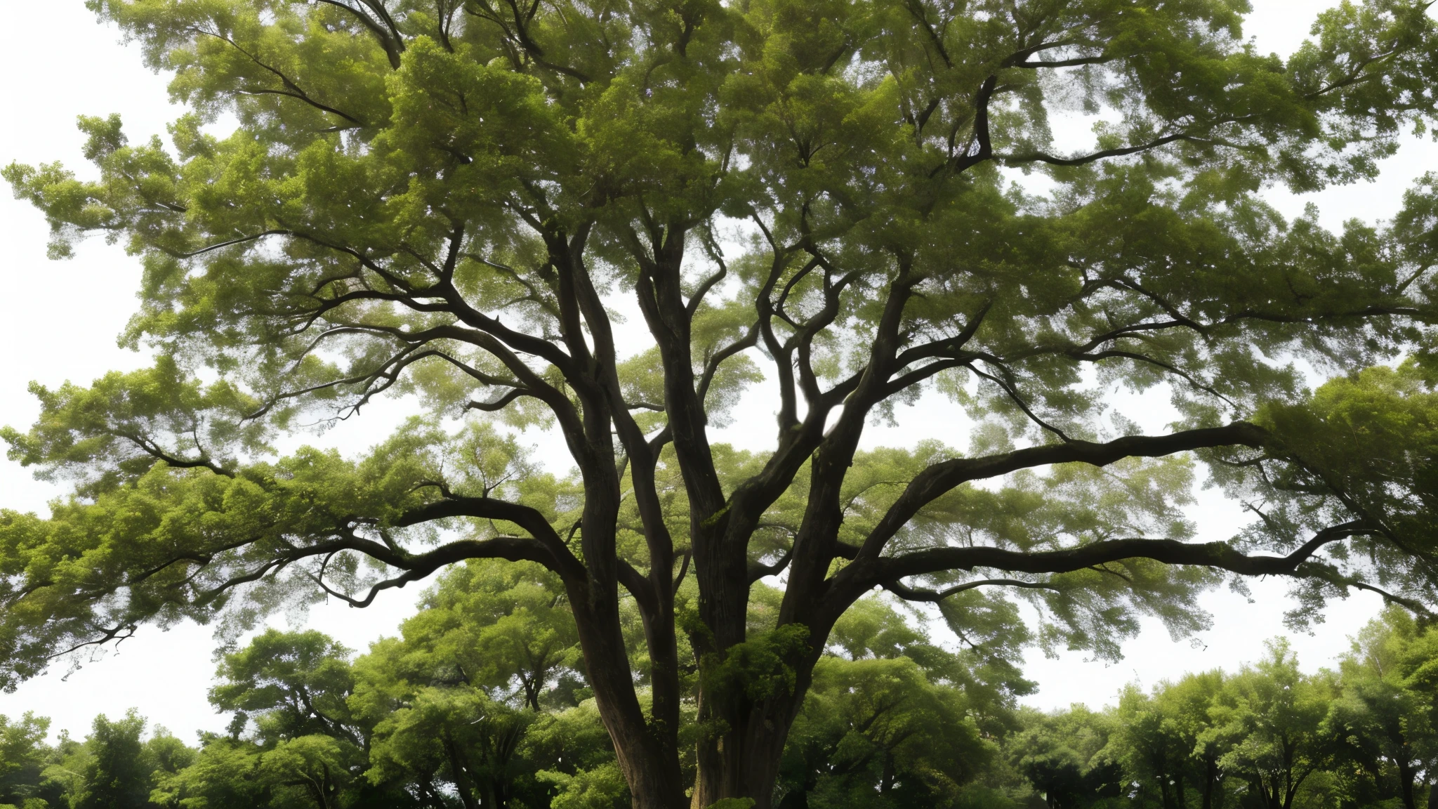 Big, beautiful tree, white background, sharp