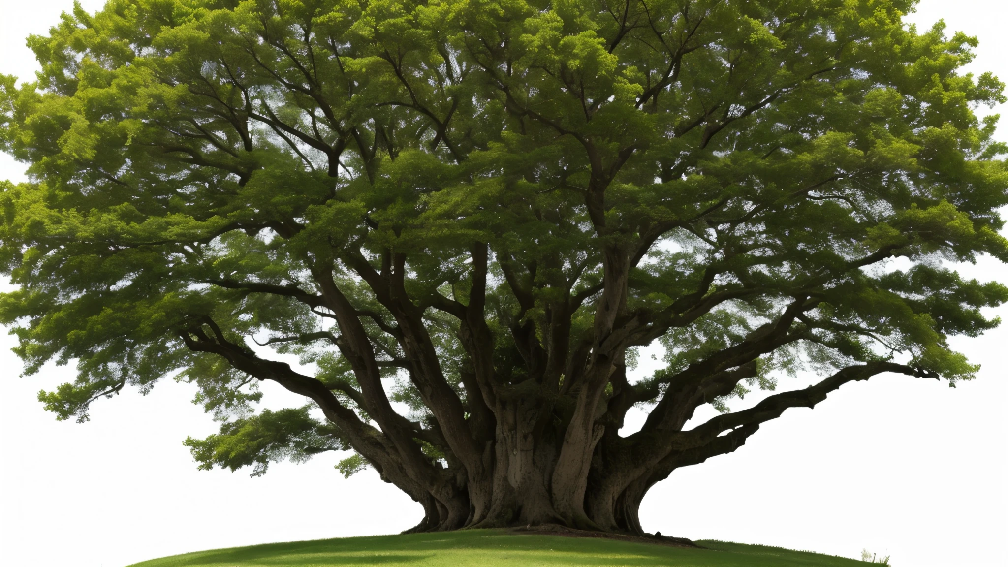 Big, beautiful tree, white background, sharp