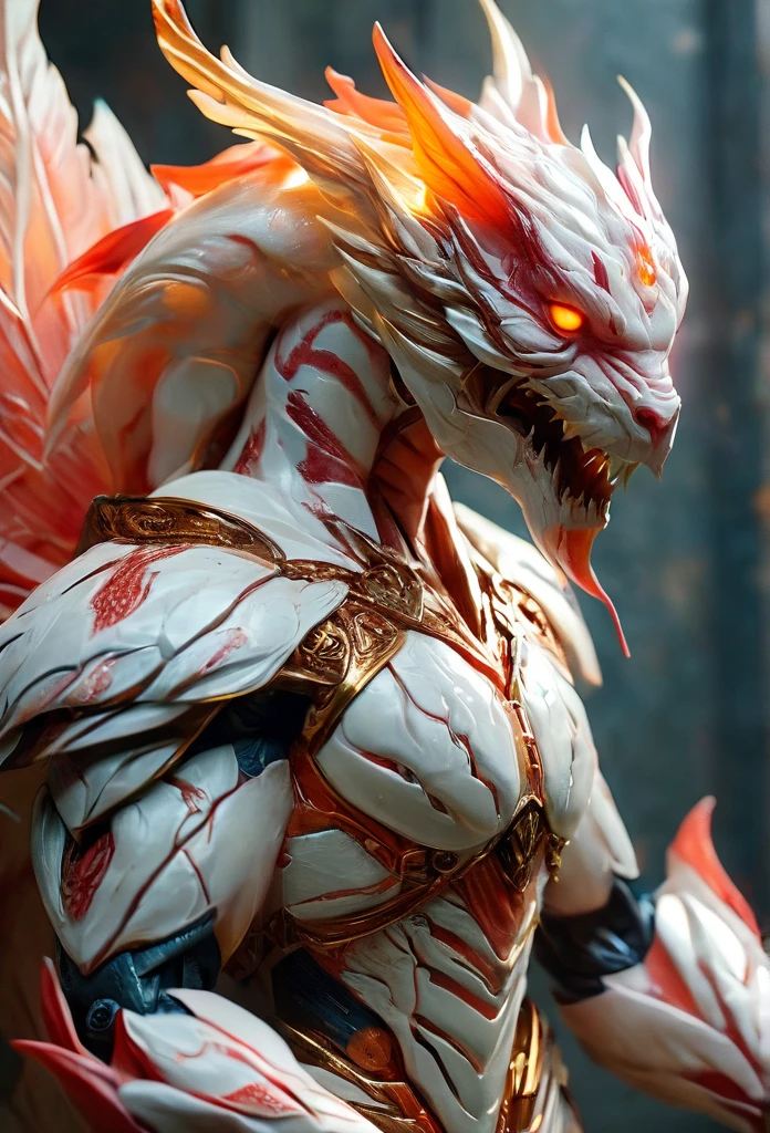 (best quality,4k,8k,highres,masterpiece:1.2), ultra-detailed, (realistic,photorealistic,photo-realistic:1.37), white creature, otherworldly, Lovecraftian, chitinous skin, bioluminescent patterns, somber color palette, eerie lighting.(NSFW:1.4), white, pink, orange, very long sharp red claws, large claws, She has bioluminescent all over her body. moist skin, (Ultra-detailed and complex skin patterns:1.2), (Translucent chitinous exoskeleton:1.3), (extremely thin waist:1.4), (destroyed anatomy:1.5), ferocious, erotic