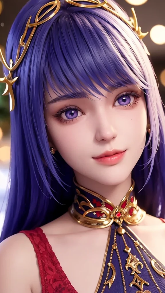 girl, beautiful detailed eyes, beautiful detailed lips, extremely detailed eyes and face, long eyelashes, Christmas themed clothes and accessories, cute smile, enjoy the festive atmosphere.