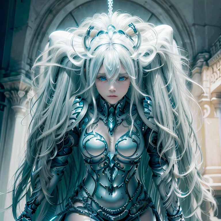 amazing quality, hyper detail, hyper realistic, 8k, rawphoto,
girl, very long hair, bangs hair style, white blue hair color, glowing dodger blue eyes color, 
perfect anatomy,perfect body, perfect breasts,perfect face detail,
ultra detailed eyes, ultra detail face, ultra detailed skin, 
knight,wearing full body armor,necklace,
random background,
eye contact, smiling, stylish pose,