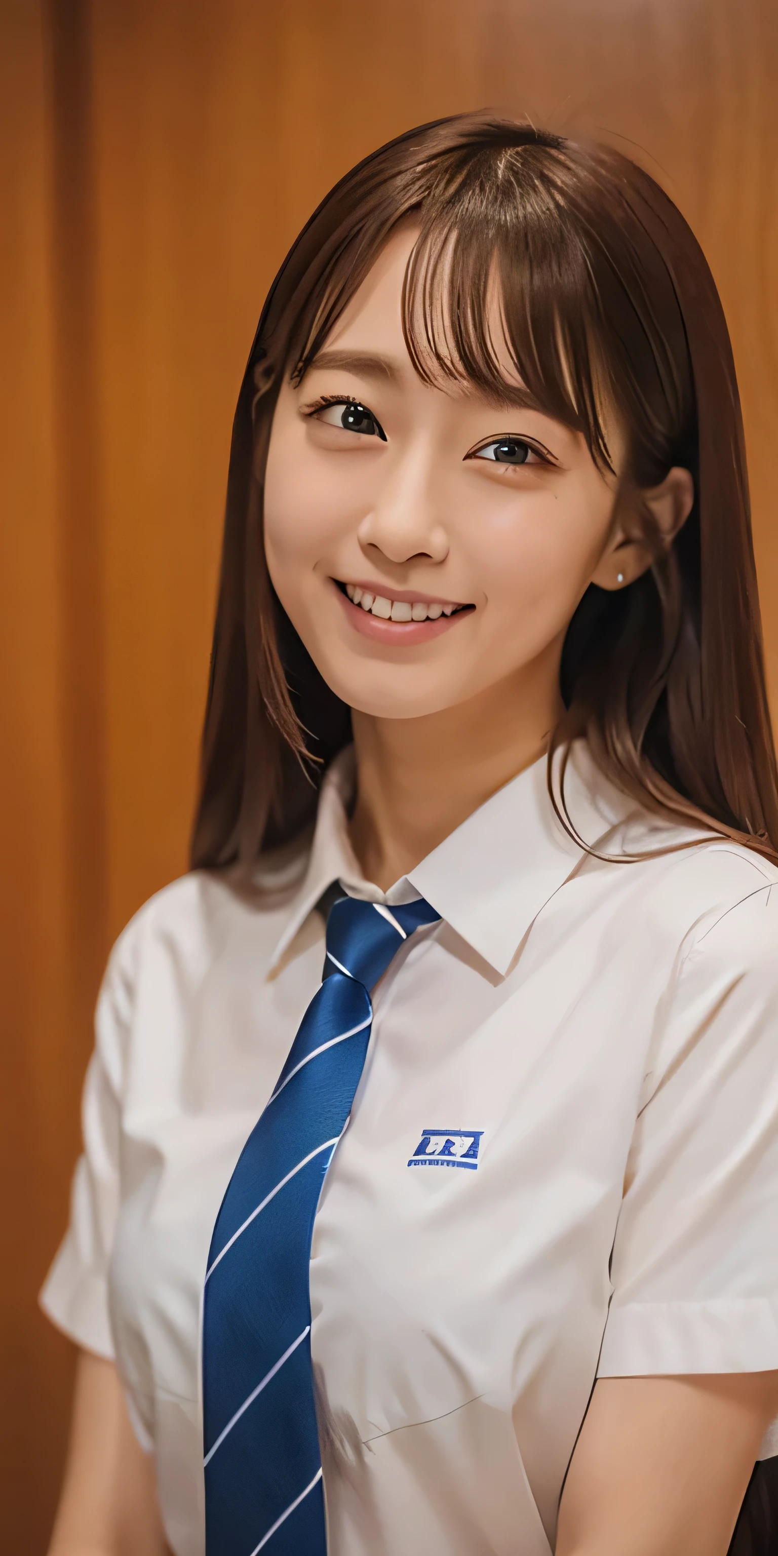 run-6500-v1.1, (RAW Photos:1.2), (Realistic:1.4), Beautiful detailed girl, Very detailed eyes and face, Beautiful and beautiful eyes, File size is big, (big), High resolution, Very detailed, highest quality, [masterpiece:1.6], [JK Uniform], shape, Very detailed, CG, Finer details, highest quality, Highly detailed CG uniform 8K wallpaper, Cinema Lighting, 1 girl, ************, cute Japanese , perfect shape, [unbuttoned White school blouse], (((White Shirt 1.8))),(((Blue Checkered Tie 1.8))),  
big firm chest, [Huge breasts, Heavy chest: 1.6], Cute droopy eyes, beautiful big eyes, White school blouse, See-through bra, Sweaty and wet, [sexual excitement: 1.1], [sexual excitement: 1.1] Lying in bed: 1.5], Raised hand,  tie a ribbon around the neck, smile, (The whole body is wet), Shining Eyes