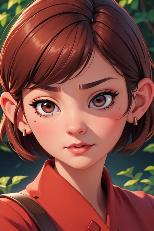 Face close-up、One Mature Woman、50 talents、Half-open eyes、Brown short hair、Troubled face、Beautiful Mature Woman、Thick red lower lip、 mouth wide open、Looking Down、