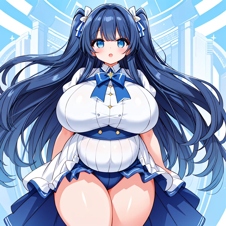 A Extremely Beautiful and Attractive Girl, with (Unreasonably Huge Tits, Excessively Overinflated , Unrealistically Giant Breasts), (Overwhelmingly Thick Thighs), and an (Extremely Overly Plump Figure).