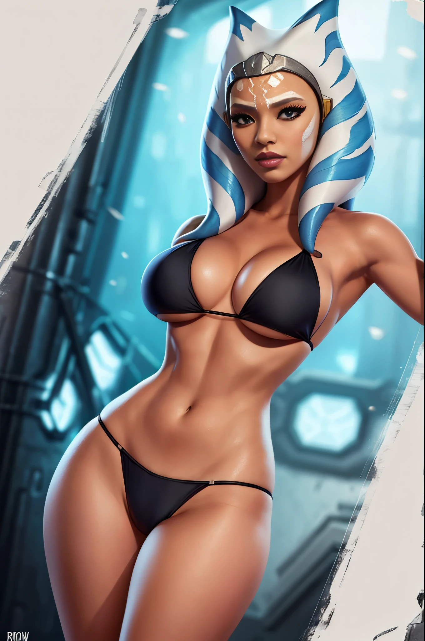 ahsoka tano in black bikini with a big breast, cutesexyrobutts, symmetra from overwatch, samira from league of legends, extremely detailed artgerm, senna from league of legends, inspired by rossdraws, wlop and rossdraws, in style of artgerm, as seen on artgerm, pharah from overwatch