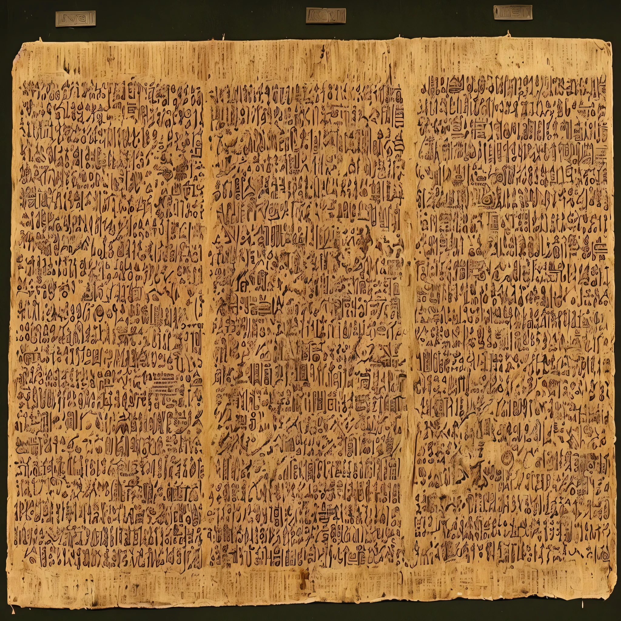 a close-up of a piece of writing on a piece of paper, papiro, escrita antiga, ancient Egitoian, hieroglyphsics, estilo de texto antigo, roteiro antigo, Egito, scientific document, Egitoian, ancestral&quot;, manuscrito antigo, exhibited at the british museum, hieroglyphs, hieroglyphsic occult, hieroglyphss