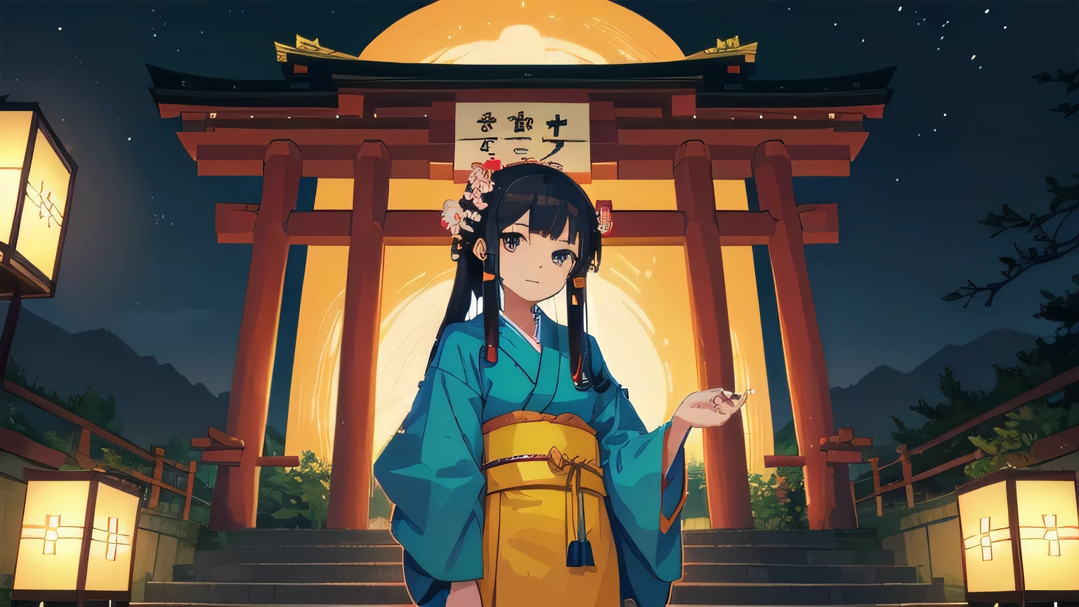 Pixel art,(((masterpiece,highest quality,pixel,Pixel Art))),1 Female, girl , alone, teenager,Orange Hair,Long Hair,(Japanese style:1.4),(Healing),night