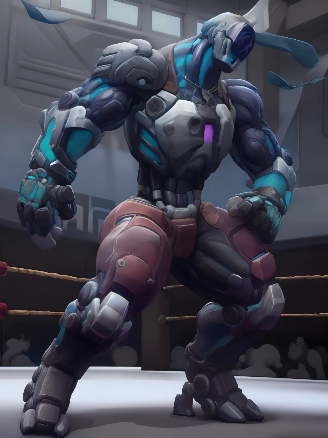(full body), (soft shading), 4k, hi res, kayo, robot, dynamic pose amidst fighting club