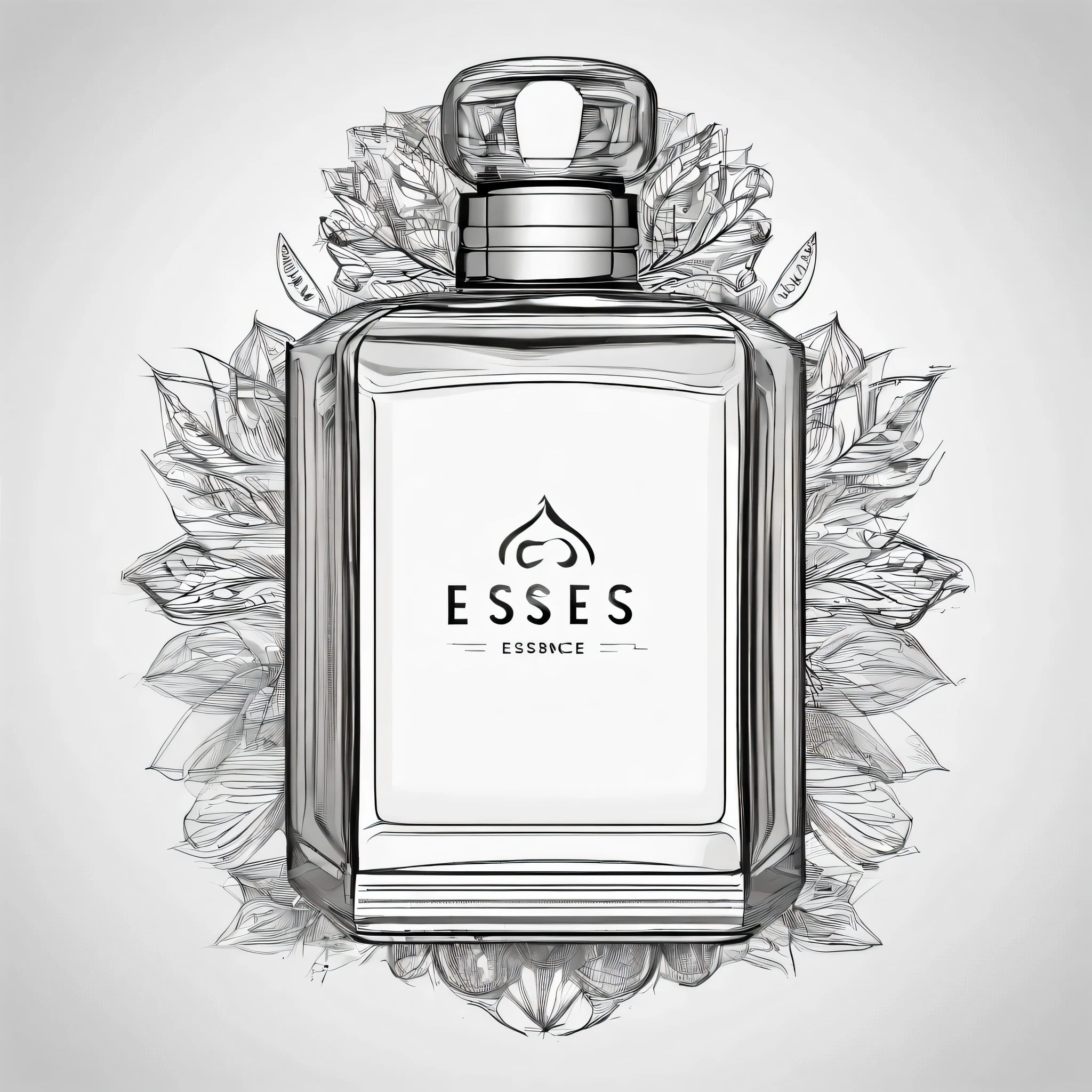 Logo Brand: Ese Essence, Perfume bottle, Buchstabe E