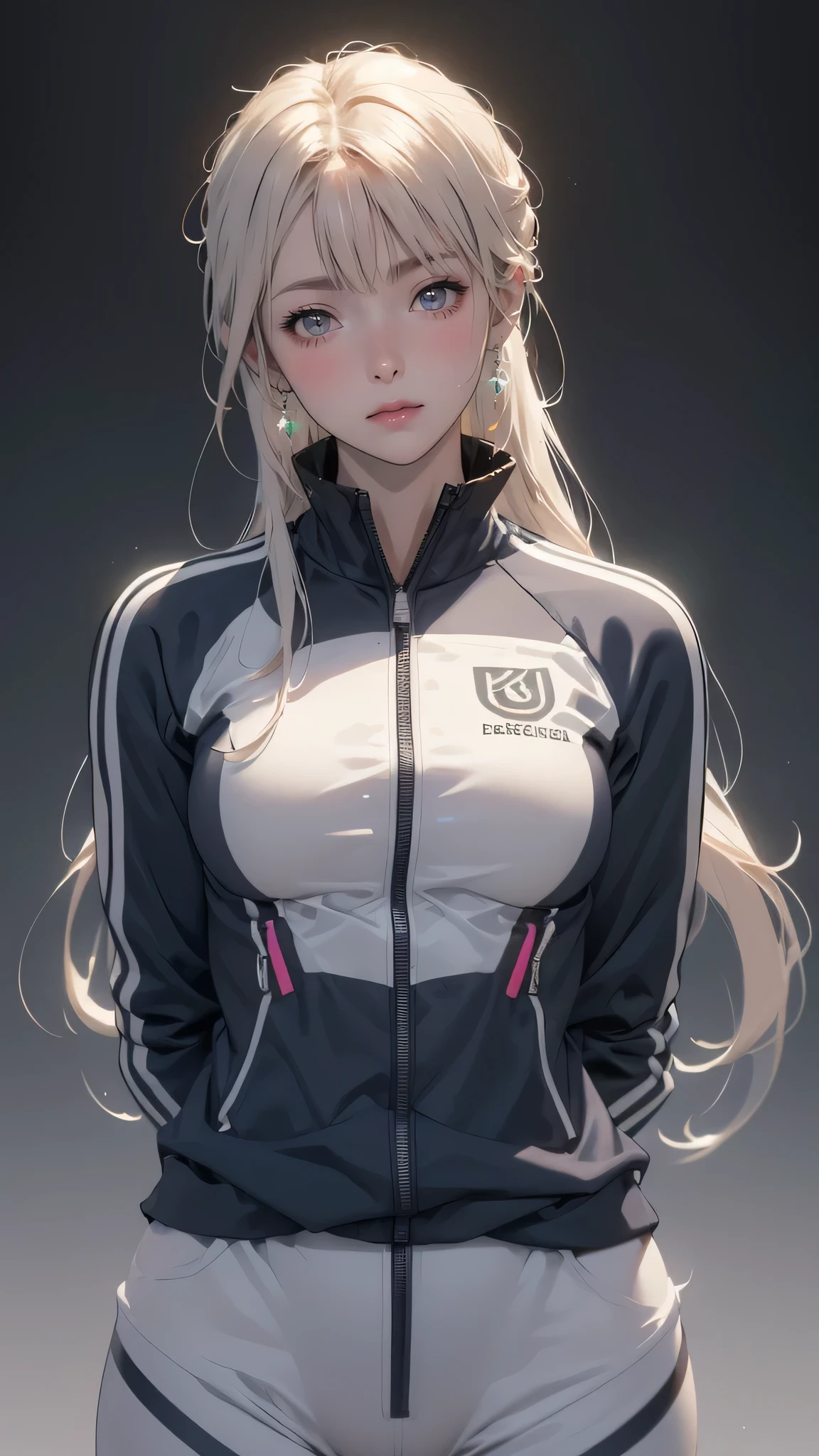 track suit,(Thin type:1.5),(large breasts),(random sexy pose:1.2),(random hairstyle),(Highest image quality,(8K), Ultra-realistic, Best Quality, High quality, High Definition, high quality texture, high detailing, Beautiful detailed, fine detailed, extremely details CG, Detailed texture, realistic representation of face, masterpiece, presence)