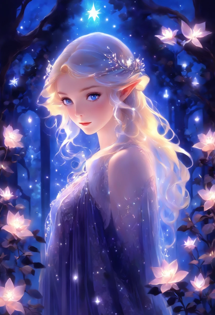 unearthly beauty, Galadriel, beautiful painting in fantasy style., inspired by Nene Thomas, unearthly fairytale, inspired by Edward Robert Hughes, Oil painting in fantasy style., unearthly!!!!!!!, unearthly!!!, Fascinated by the spirit of nature, unearthly fantasy, mechanical бабочка, very realistic, with beautiful wings, beautiful digital artwork, beautiful digital art, Beautiful and realistic, Main lighting, detailed lace patterns, graceful pose, intricate black garden motifs with black roses, delicate silk fabric, mysterious atmosphere, starry night atmosphere. 