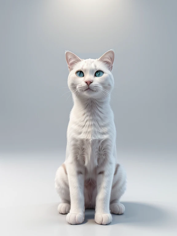 3D cartoon, 1 one funny adult cat, isolated. Solid white background. Full 4k quality, 8k quality, ultra quality, ultra resolution, ultra details.
