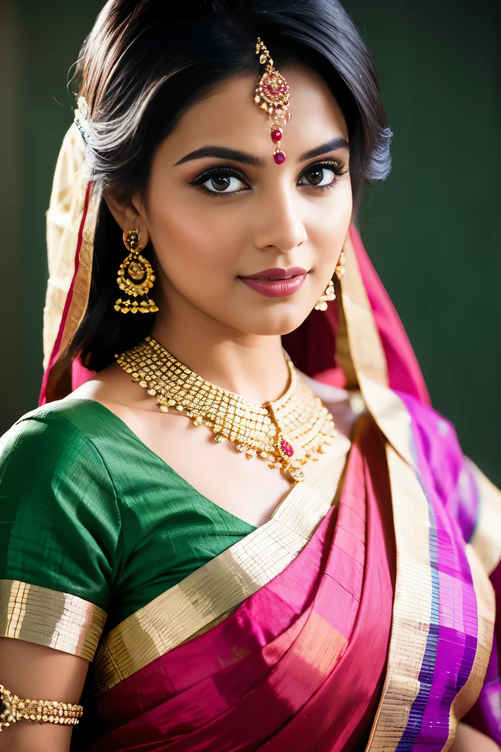 Btflindngds, a beautiful Indian girl, (intricate:0.3) eyes, mid shot, photograph by artgerm and (greg rutkowski:0.3), portrait photo,indian girl, beautiful , goddess,angel,perfect lips, saree.vintage