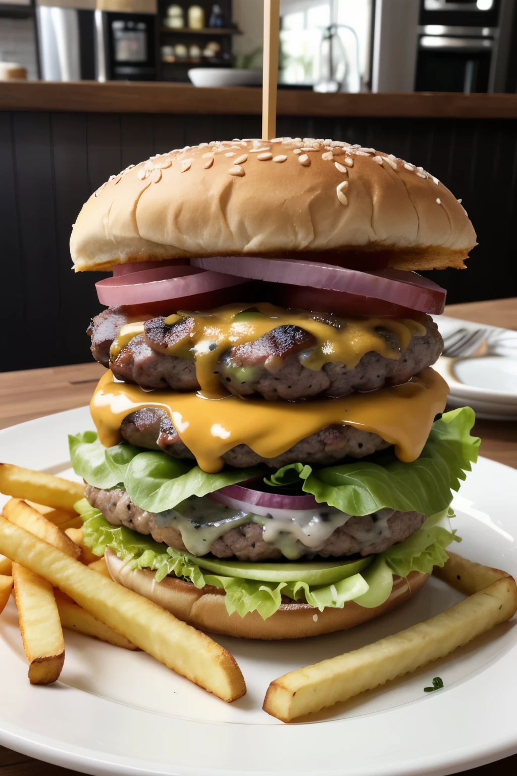 burger and fries