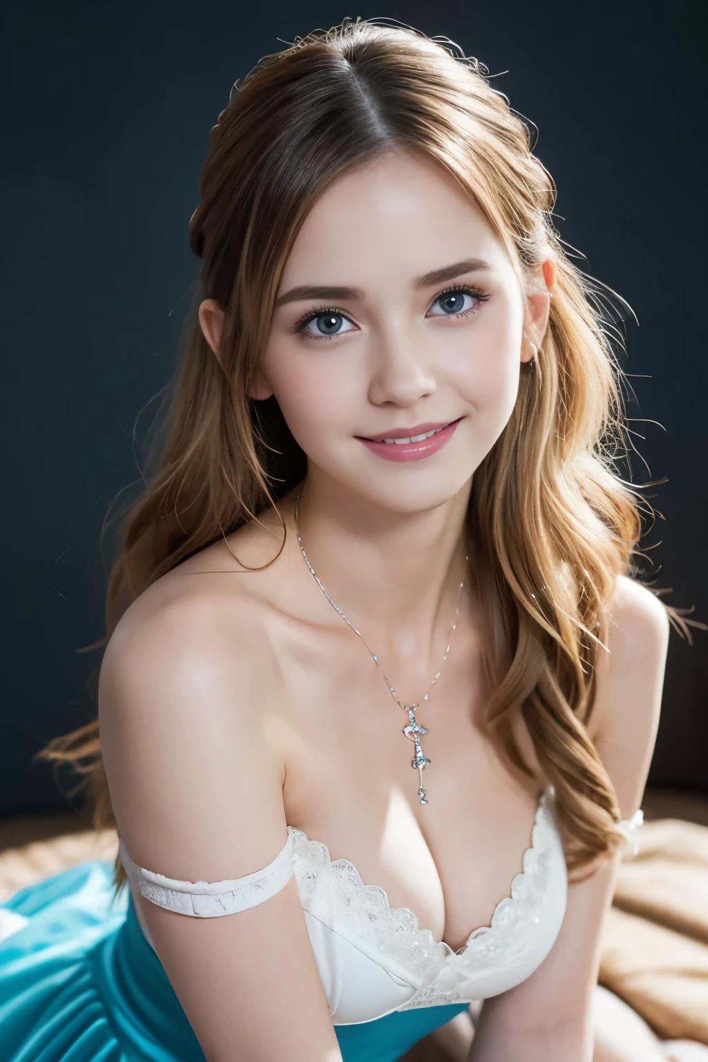 ((Masterpiece, Best quality, 16k, 18 years old, Raw photo, Smile, Pure, German)), , Smooth, Realistic image, Light particles, Dynamic composition, Bright colors, Complementary colors, Highly detailed background Motion, Ultra - detailed, Incredibly detailed, A lot of details, Amazing fine details and brush strokes, ((Ombre)), Eye contact, Full body, Slender, Perfect body, Laces, Cleavage, Full body, ((Open waist)), Offshoulder, Smile, High heels, Sexy legs, Tall legs, Perfect legs, Nail art, Long nails, Piercing, Tattoo, Necklace, Pure, Choker, Perfect body, Instagram model, Highly detailed facial and skin textures, Detailed eyes, Double eyelid, Silky hair, (Photorealistic: 1.4, Clear: 1.2, Beauty: 1.4, Slim abdomen: 1.2, Big breasts: 1.2, Fit: 1.5, Full-body shot: 1.4, Random hairstyles: 1.2, Bring your chest together :1.5, Sharp focus: 1.2), Colorful dress, Clothing, Colorful theme, A beautiful girl chooses an elegant offshoulder Velvet dress, Wide view, Blue eyes, Blonde hair
