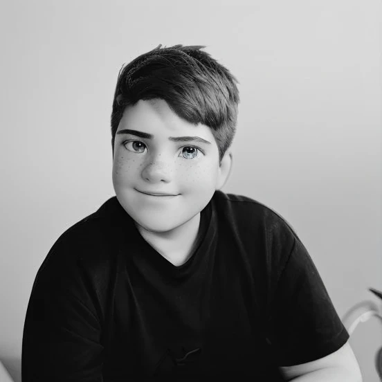 there is a boy with short blond hair, blue eyes, and freckles, wearing a plain blue t-shirt under white gradient background , portrait shot 8 k, shot on canon eos r5, shot on canon eos r 5, shot on nikon z9, taken with sony alpha 9, with accurate face, edited in photoshop, shot with sony alpha, taken with canon 5d mk4, captured on canon eos r 6