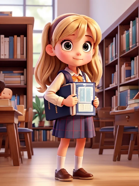 poster beaitiful and cutr girl wearing book and camera at the library