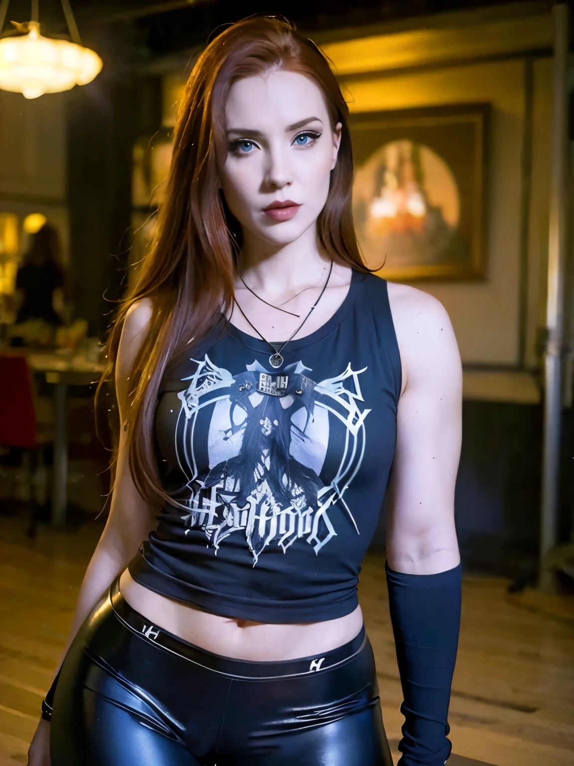 melhor qualidade,Obra de arte,UHD, (realista:1.4),foto original,cinematic lighting, 1 garota, Sozinho, (((Garota gostosa do estilo Simone Simons Metalhead))) na frente de um fogo abstrato, bonito , ((em pose sexy e quente)) , wearing black leggings with chain details , camiseta preta, (((athletic brazilian hot body))) , ((dedos de camelo)) , bunda grande, estilo heavy metal, camiseta caveira, fotografia profissional, estilo de arte heavy metal, concerto de heavy metal. rosto detalhado. fundo abstrato. 