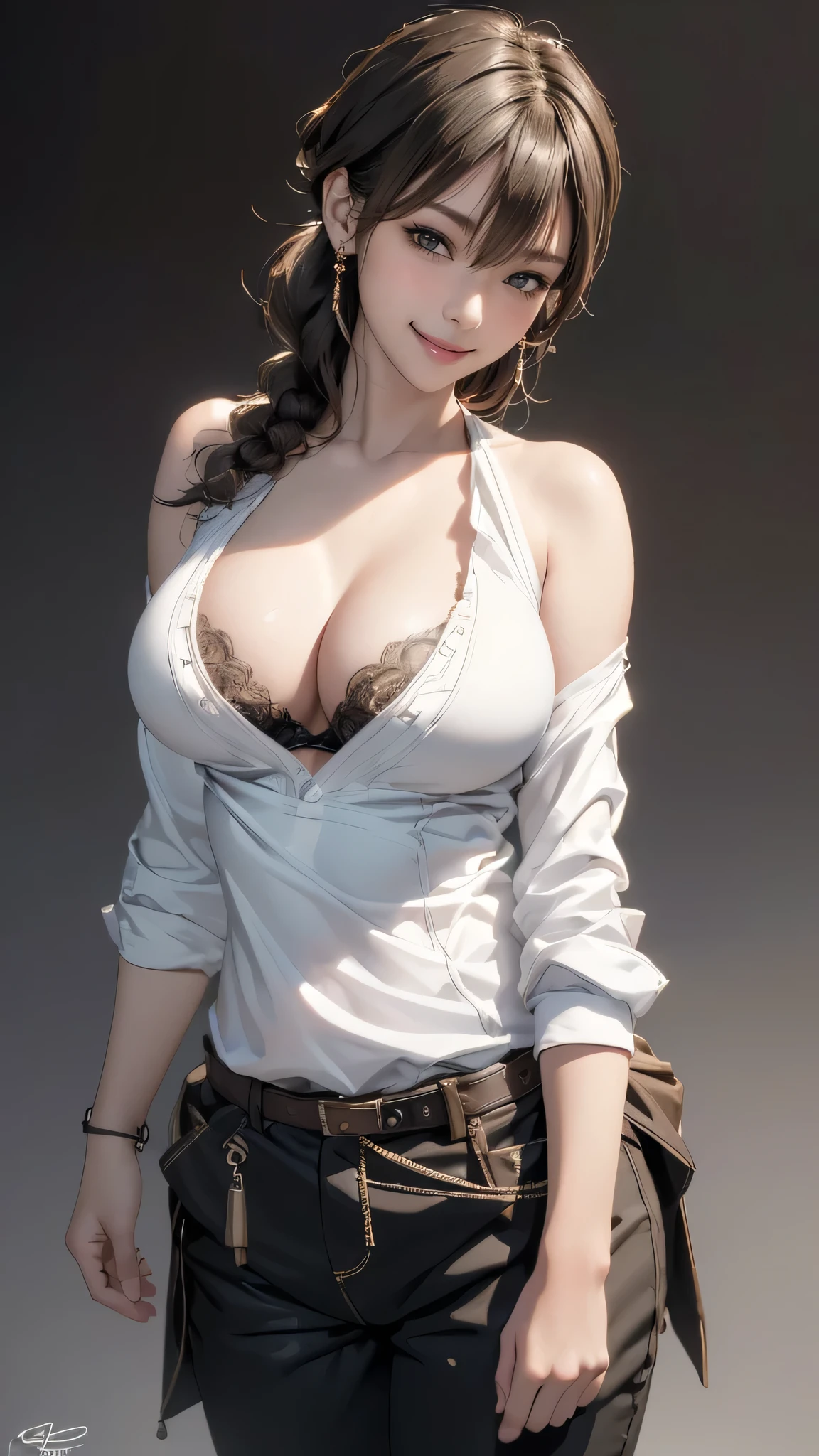 (random boyish fashion),(random pose),(random hairstyle),(large breasts:1.5),(Highest image quality, (8K), Ultra-realistic, Best Quality, High quality, High Definition, high quality texture, high detailing, Beautiful detailed, fine detailed, extremely details CG, Detailed texture, realistic representation of face, masterpiece, presence)