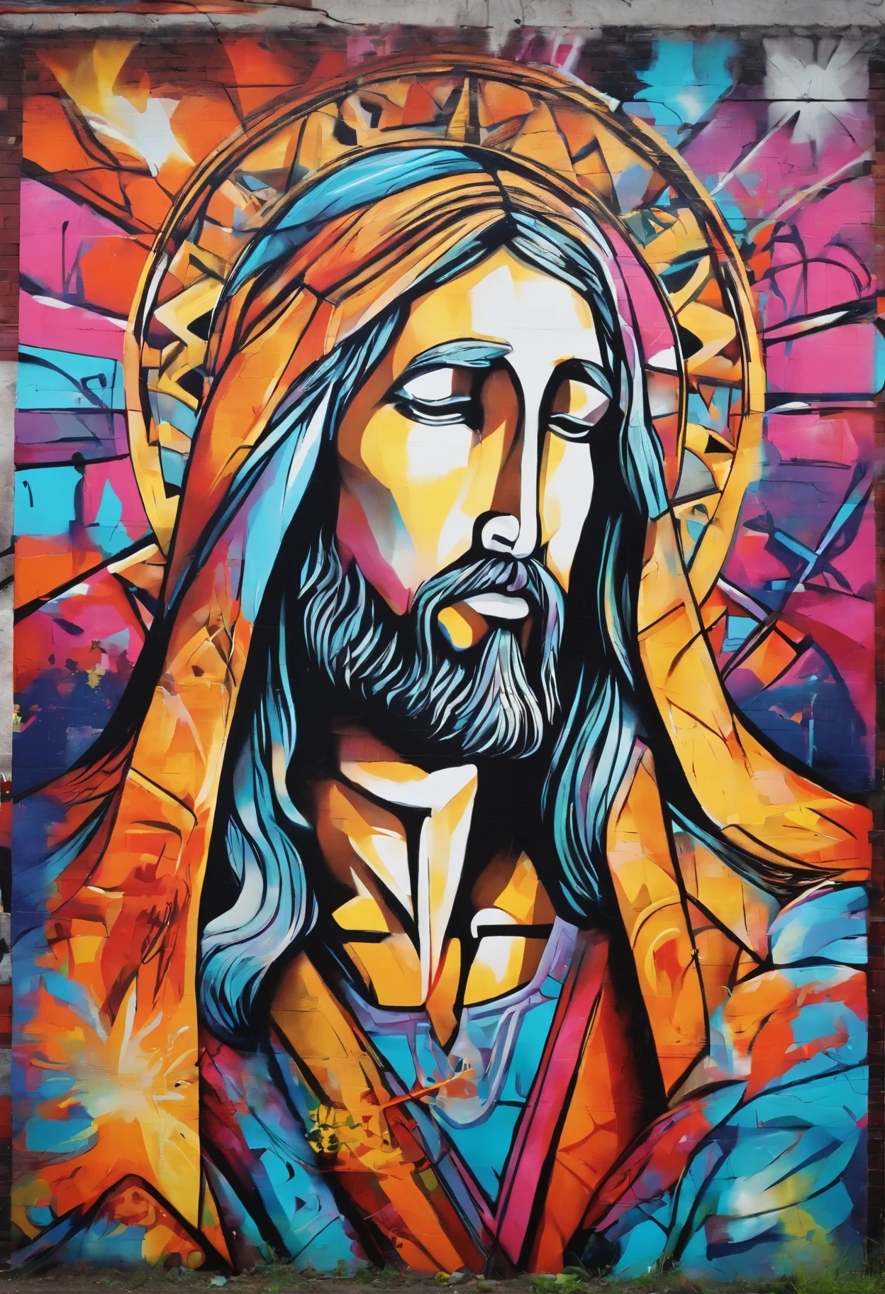 "Generate an image of Jesus in your profile, Capture in moments of deep prayer, Gently clasp your hands together,big cross."