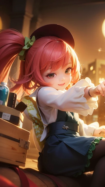 (8k, RAW Photos, Realistic:1.25) ,( Lip gloss, eyelash, Shiny surface, Shiny skin, highest quality, 超High resolution, Depth of written boundary, chromatic aberration, Caustics, Wide lighting, Natural Shading, She gazes upon the viewer with a calm, goddess-like happiness., Changes from the Mobile Legends game, Black Hair, Red eyes, Green ribbon, Green kimono, Dynamic pose, universe, Lyrisem, 4K, High resolution, 1080p, smile.