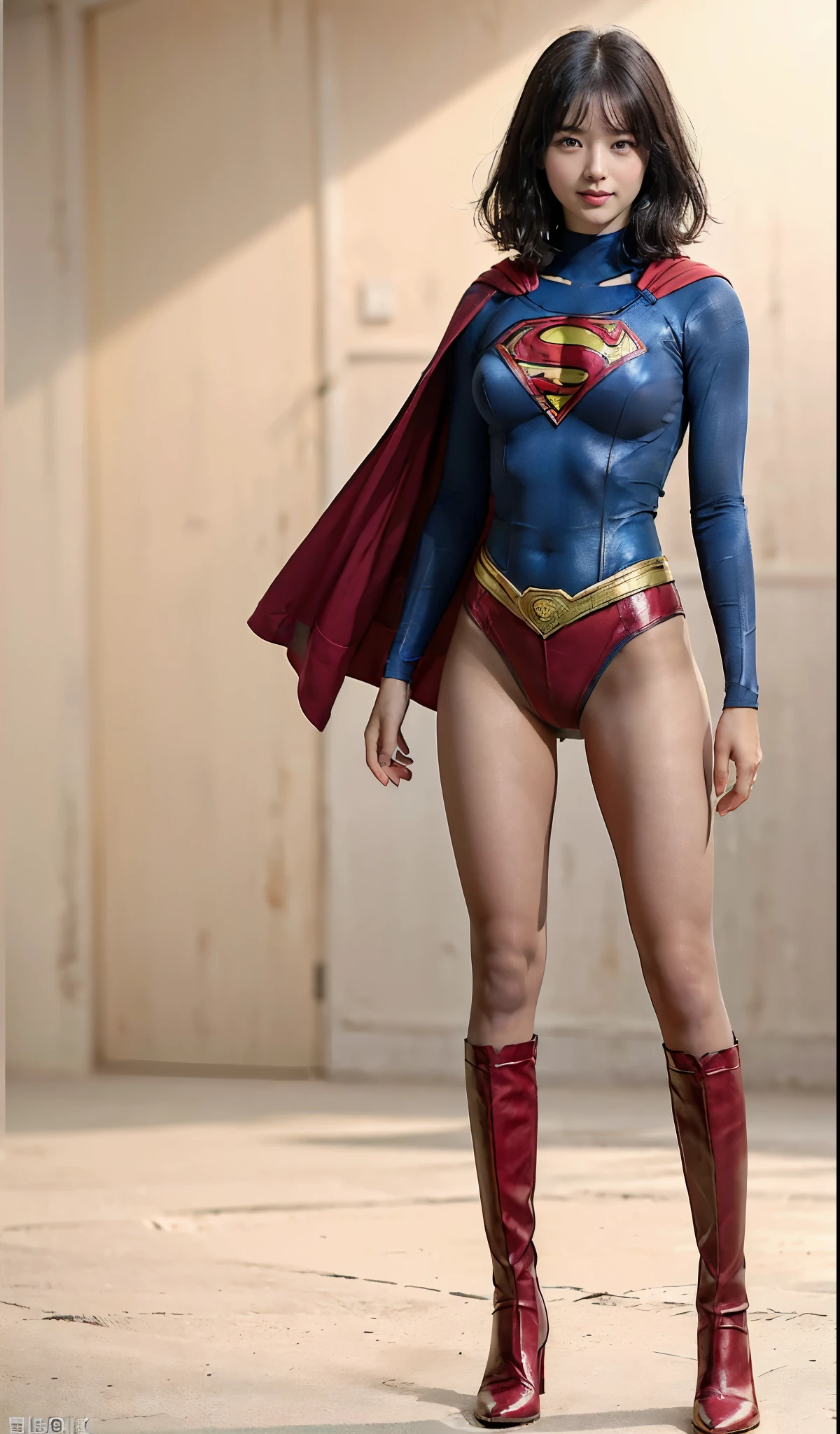 No background、(((Beautiful legs in black tights.)))、(((Legally express the beauty of your smile)))、((((Make the most of your original images)))、(((体にぴったりフィットするSupergirl Costume)))、(((Supergirl Costume)))、(((Beautiful Short Hair)))、(((She is winking cutely.)))、(((Please wear black tights....、Wear red boots)))、((Best image quality、8k))、((highest quality、8k、masterpiece:1.3))、(((Preserve background )))、Sharp focus:1.2、Beautiful woman with perfect figure:1.4、Slim Abs:1.2、Wet body:1.5、Highly detailed face and skin texture、8k