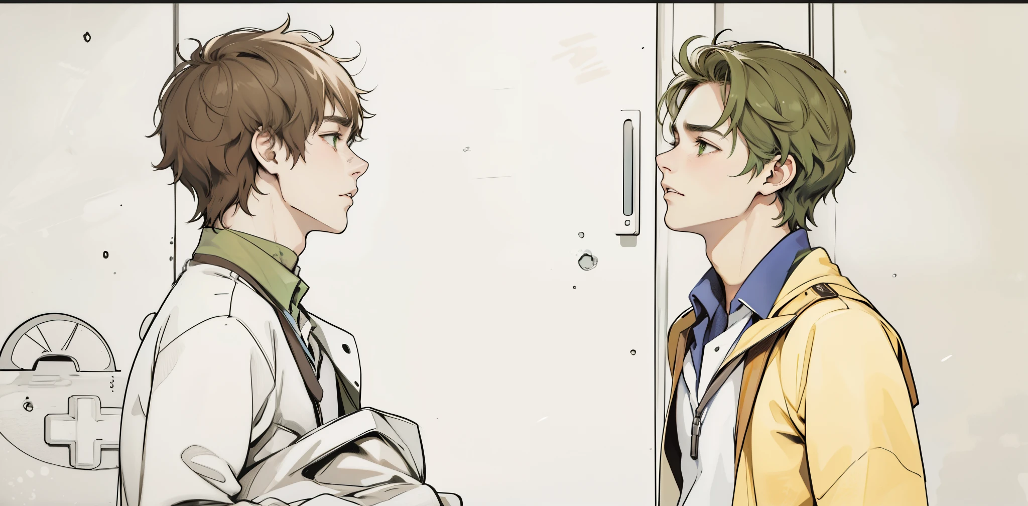 etsna speaking sad they speak 17 years old they are in school their hair is dark brown green eyes they are sad