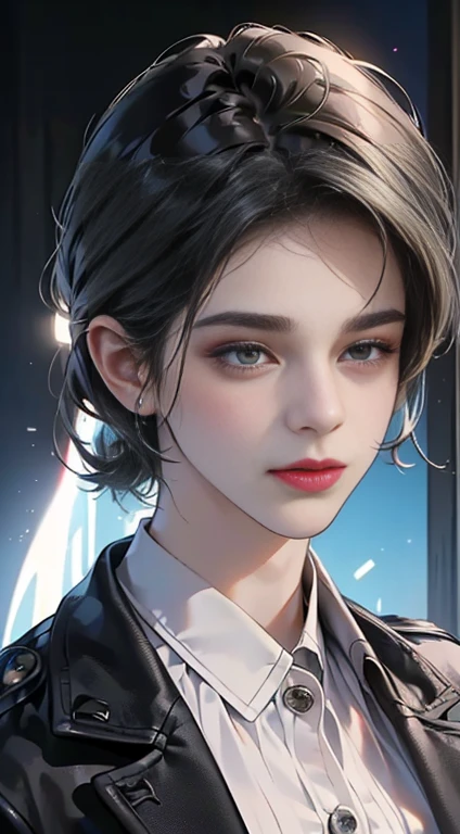 (best quality, masterpiece, 8 thousand, realistic, cinematic lighting, 1:4 HDR images, very detailed, beautiful photoature man, very handsome, ((cold expression)), black short hair, black eye, A perfect face without any mistakes, ((Buttoning my jacket, chief executive))