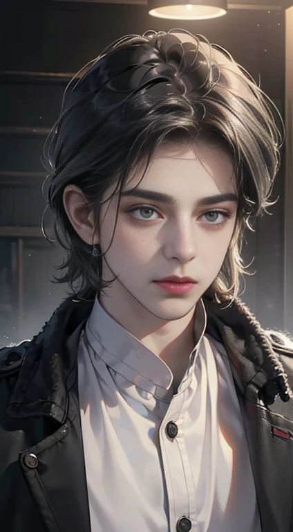 (best quality, masterpiece, 8 thousand, realistic, cinematic lighting, 1:4 HDR images, very detailed, beautiful photoature man, very handsome, ((cold expression)), black short hair, black eye, A perfect face without any mistakes, ((Buttoning my jacket, chief executive))