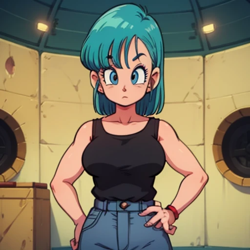 Bulma, ojos detallados, cuerpo completo, 