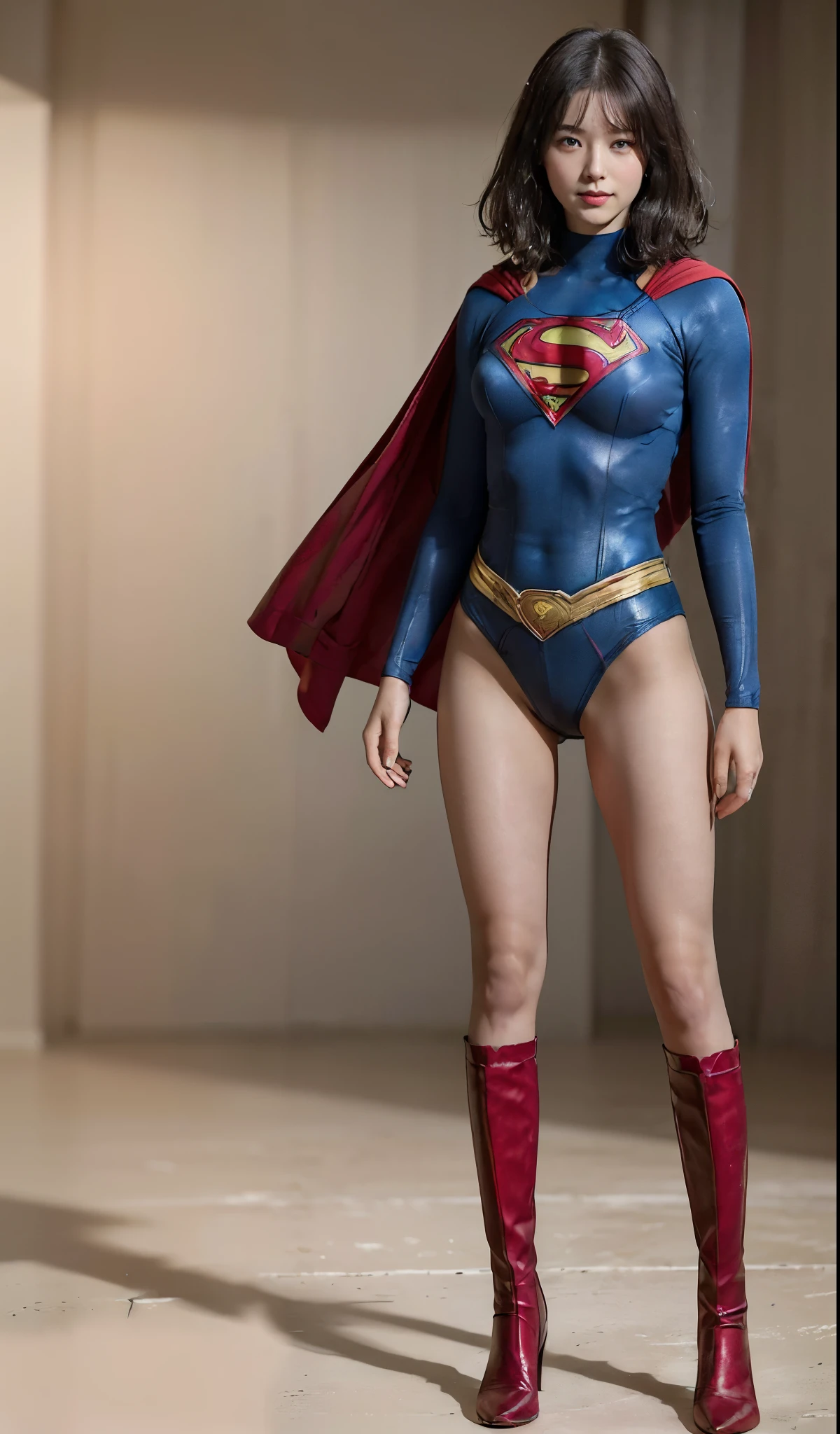 No background、(((Beautiful legs in black tights.)))、(((Legally express the beauty of your smile)))、((((Make the most of your original images)))、(((体にぴったりフィットするSupergirl Costume)))、(((Supergirl Costume)))、(((Beautiful Short Hair)))、(((She is winking cutely.)))、(((Please wear black tights....、Wear red boots)))、((Best image quality、8k))、((highest quality、8k、masterpiece:1.3))、(((Preserve background )))、Sharp focus:1.2、Beautiful woman with perfect figure:1.4、Slim Abs:1.2、Wet body:1.5、Highly detailed face and skin texture、8k