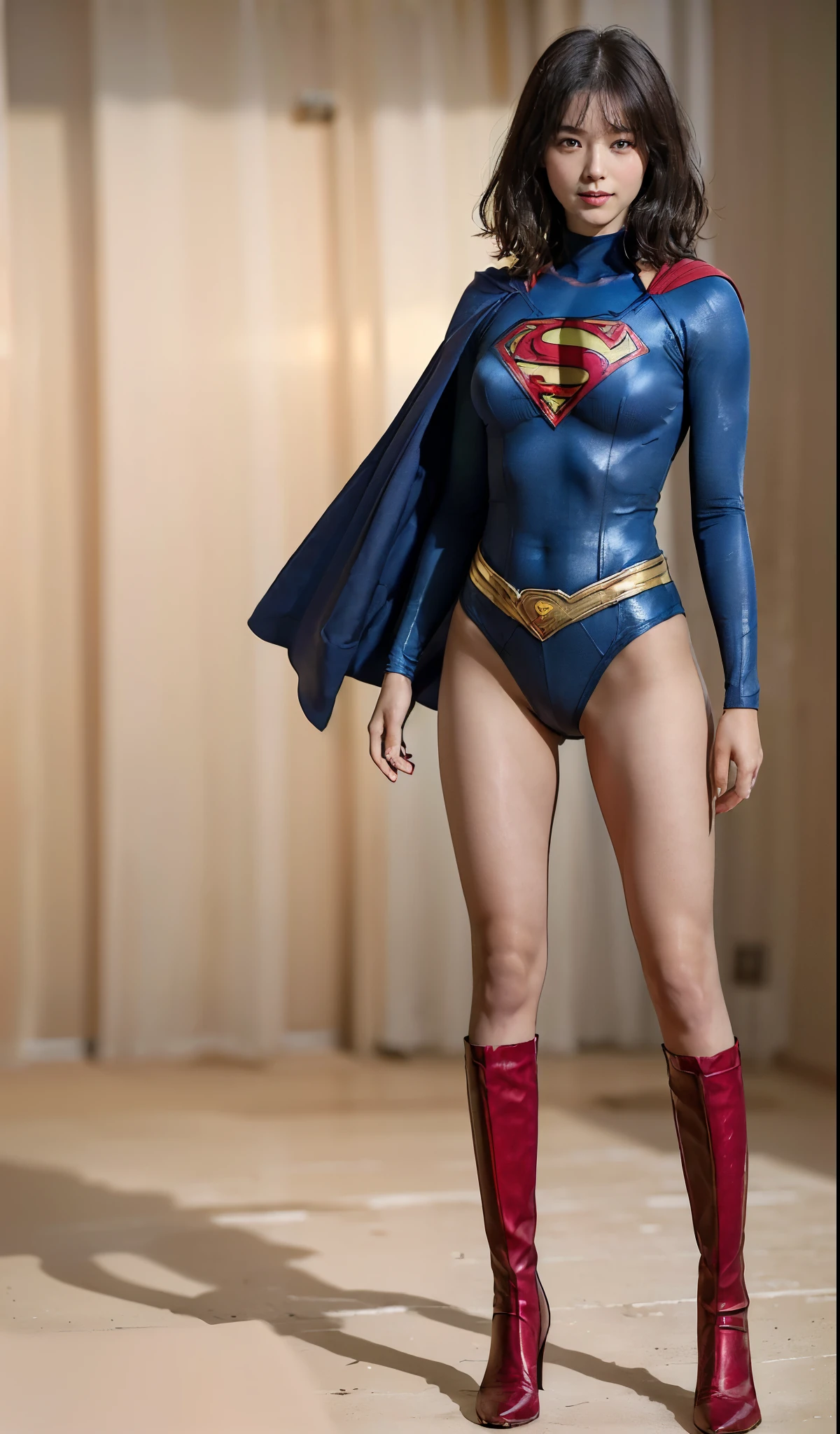 No background、(((Beautiful legs in black tights.)))、(((Legally express the beauty of your smile)))、((((Make the most of your original images)))、(((体にぴったりフィットするSupergirl Costume)))、(((Supergirl Costume)))、(((Beautiful Short Hair)))、(((She is winking cutely.)))、(((Please wear black tights....、Wear red boots)))、((Best image quality、8k))、((highest quality、8k、masterpiece:1.3))、(((Preserve background )))、Sharp focus:1.2、Beautiful woman with perfect figure:1.4、Slim Abs:1.2、Wet body:1.5、Highly detailed face and skin texture、8k