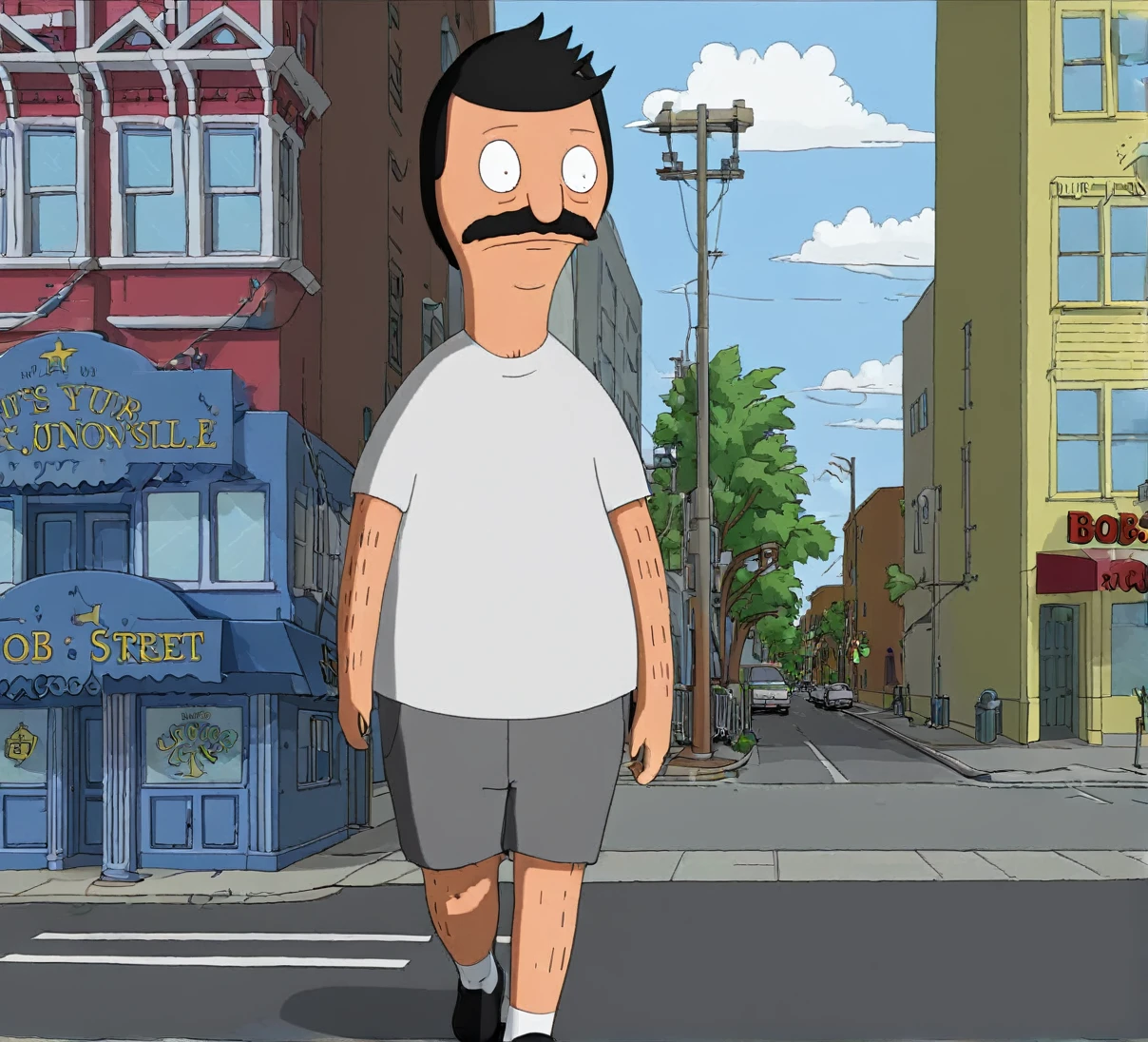 Bob Belcher walking on Cross Street in Jacksonville Florida