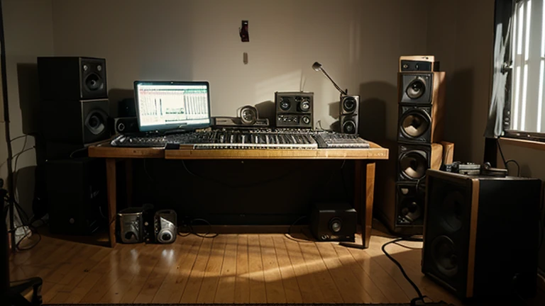 a music studio with blurred image