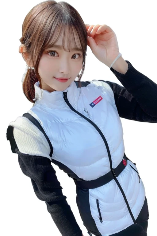 An innocent 20-year-old girl、((White tank top, Dramatic Pose)),smile,BREAK (Spacecraft control room background):2,、BREAK RAW Photos, (8k、highest quality、masterpiece:1.2)、(Intricate details:1.4)、(Photorealistic:1.4)、Octane Rendering、Complex 3D rendering with ultra-detail, Studio Soft Light, Rim Light, Vivid details, Super Detail, Realistic skin texture, Detailed aspect, Beautiful details in the eyes, Highly detailed CG Unity 16k wallpaper, compensate, (Detailed Background:1.2), Glowing Skin, whole body、(astrovest):2,(black long sleeves):5,headphone,smartwatch,((Standing with hands behind back、Leaning forward、Angle from above))