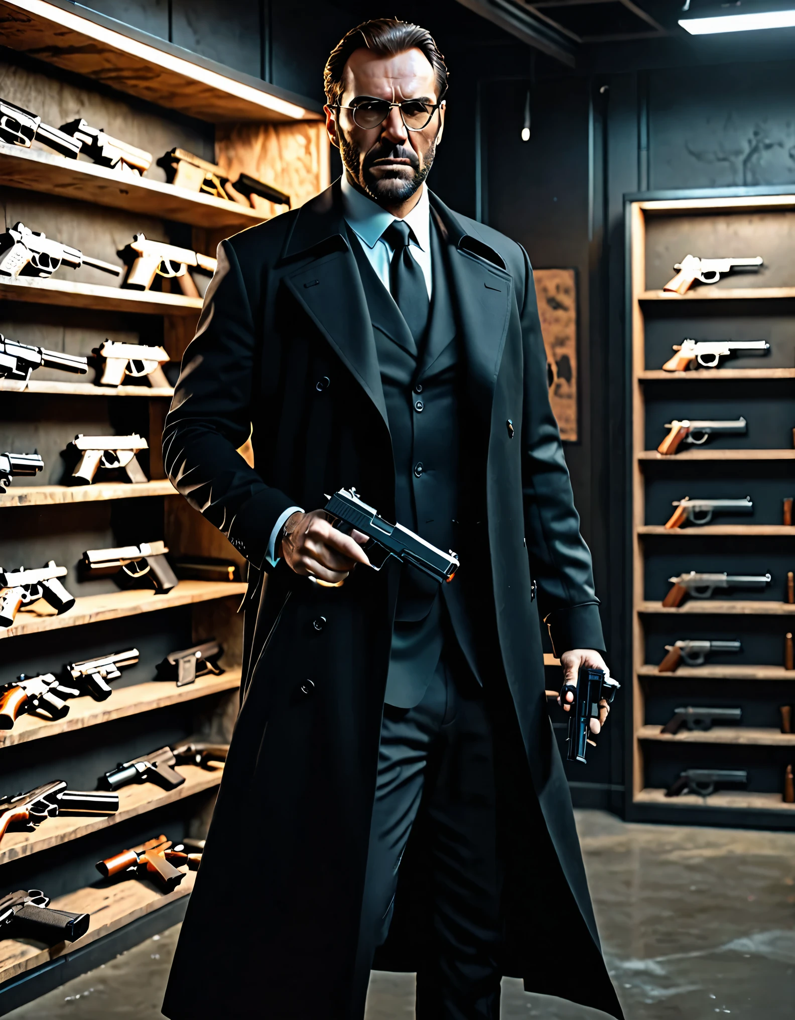 (three fingers, holding gun)