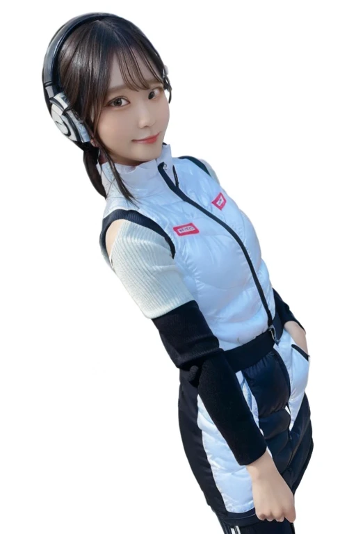 An innocent 20-year-old girl、((White tank top, Dramatic Pose)),smile,BREAK (Spacecraft control room background):2,、BREAK RAW Photos, (8k、highest quality、masterpiece:1.2)、(Intricate details:1.4)、(Photorealistic:1.4)、Octane Rendering、Complex 3D rendering with ultra-detail, Studio Soft Light, Rim Light, Vivid details, Super Detail, Realistic skin texture, Detailed aspect, Beautiful details in the eyes, Highly detailed CG Unity 16k wallpaper, compensate, (Detailed Background:1.2), Glowing Skin, whole body、(astrovest):2,(black long sleeves):5,headphone,smartwatch,((Standing with hands behind back、Leaning forward、Angle from above))