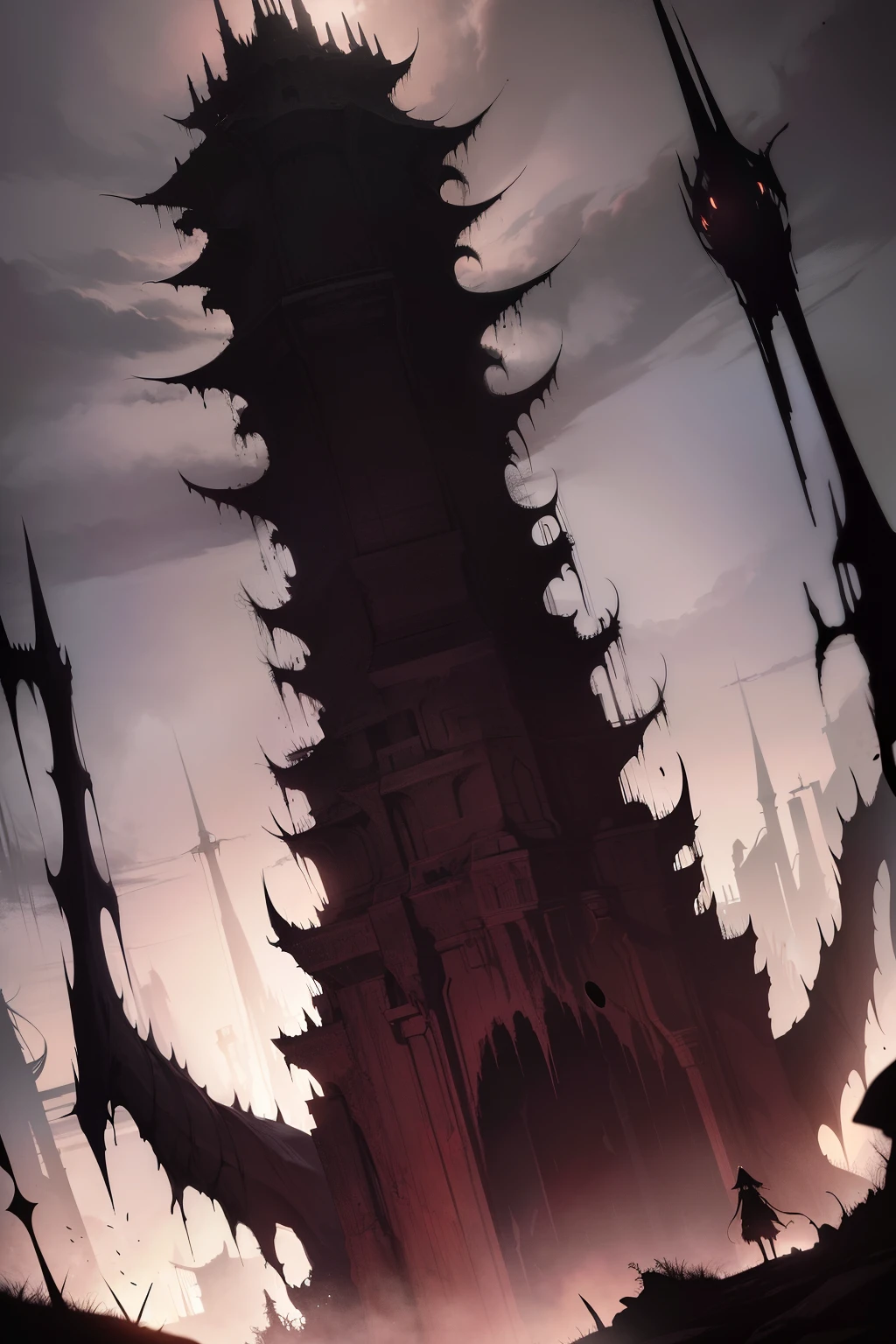 In a dimly lit, eerie environment, a towering figure of approximately three metres emerges. This creature, with a staggering humanoid structure, possesses a uniquely pale and almost ethereal skin, stretched taut over its protruding bones and visibly pulsating veins. Scars and dark spots mar its body, markers of battles long past.

The monster's head is disproportionately large, housing a chasm-like mouth that stretches to its enormous ears, filled with irregularly grown, sharp teeth. Its eyes, as dark as the void, occasionally emit a sinister red glow, leaving spectators in awe and dread. Matched strands of m