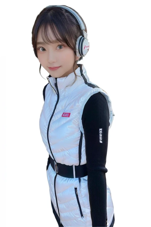 An innocent 20-year-old girl、((White tank top, Dramatic Pose)),smile,BREAK (Spacecraft control room background):2,、BREAK RAW Photos, (8k、highest quality、masterpiece:1.2)、(Intricate details:1.4)、(Photorealistic:1.4)、Octane Rendering、Complex 3D rendering with ultra-detail, Studio Soft Light, Rim Light, Vivid details, Super Detail, Realistic skin texture, Detailed aspect, Beautiful details in the eyes, Highly detailed CG Unity 16k wallpaper, compensate, (Detailed Background:1.2), Glowing Skin, whole body、(astrovest):2,(black long sleeves):5,headphone,smartwatch,((Standing with hands behind back、Leaning forward、Angle from above))