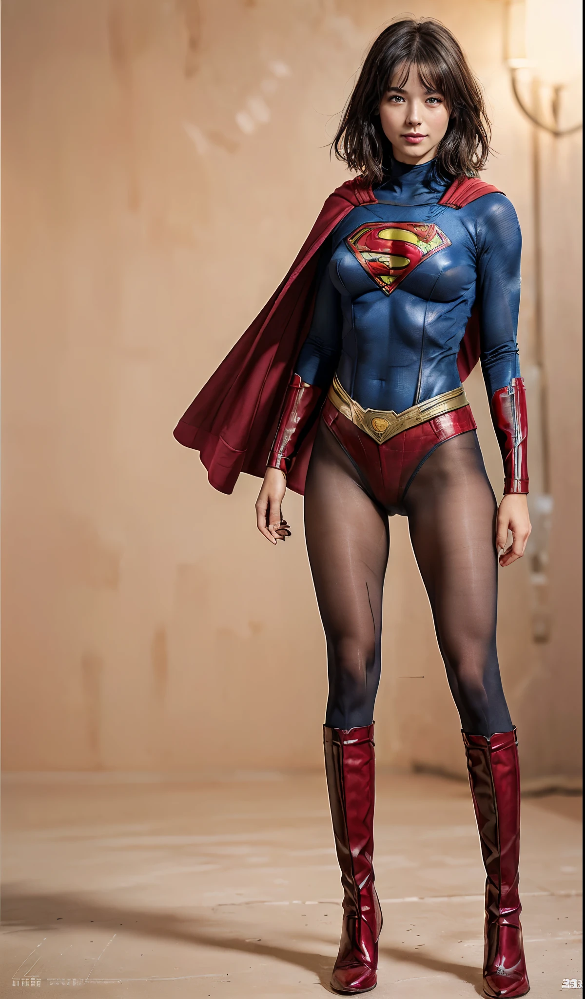 No background、(((Beautiful legs in black tights.)))、(((Legally express the beauty of your smile)))、((((Make the most of your original images)))、(((体にぴったりフィットするSupergirl Costume)))、(((Supergirl Costume)))、(((Beautiful Short Hair)))、(((She is winking cutely.)))、(((Please wear black tights....、Wear red boots)))、((Best image quality、8k))、((highest quality、8k、masterpiece:1.3))、(((Preserve background )))、Sharp focus:1.2、Beautiful woman with perfect figure:1.4、Slim Abs:1.2、Wet body:1.5、Highly detailed face and skin texture、8k