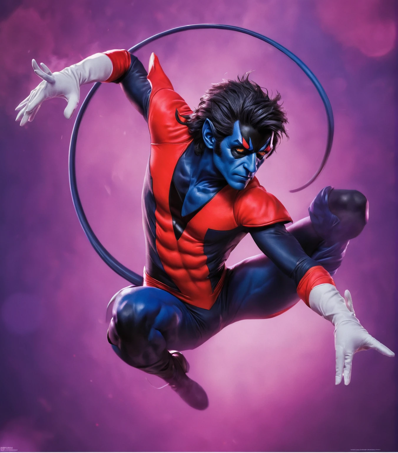 (Realistic:1.4), 4k, super detailed, high quality, (x-men Nightcrawler), 