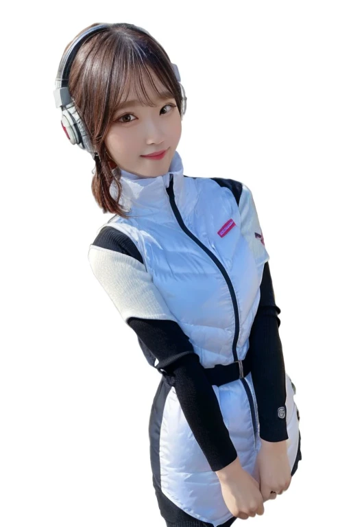 An innocent 20-year-old girl、((White tank top, Dramatic Pose)),smile,BREAK (Spacecraft control room background):2,、BREAK RAW Photos, (8k、highest quality、masterpiece:1.2)、(Intricate details:1.4)、(Photorealistic:1.4)、Octane Rendering、Complex 3D rendering with ultra-detail, Studio Soft Light, Rim Light, Vivid details, Super Detail, Realistic skin texture, Detailed aspect, Beautiful details in the eyes, Highly detailed CG Unity 16k wallpaper, compensate, (Detailed Background:1.2), Glowing Skin, whole body、(astrovest):2,(black long sleeves):5,headphone,smartwatch,((Standing with hands behind back、Leaning forward、Angle from above))