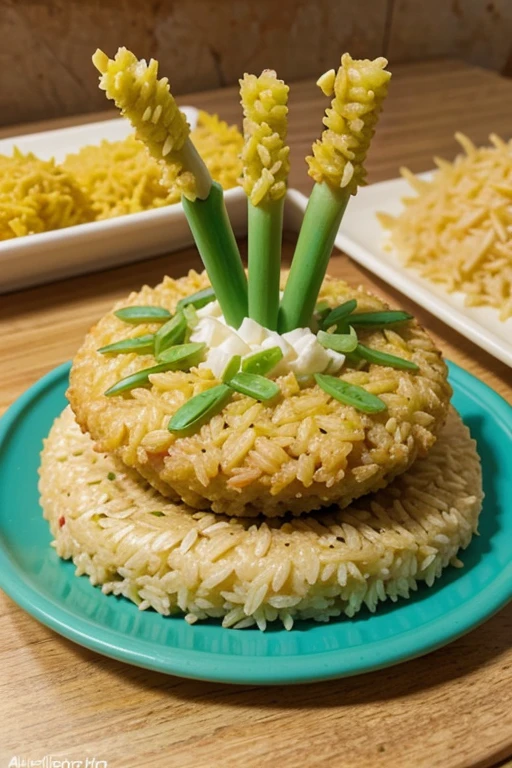 arroz frito plato desde una prespectiva de arriba de plastilina