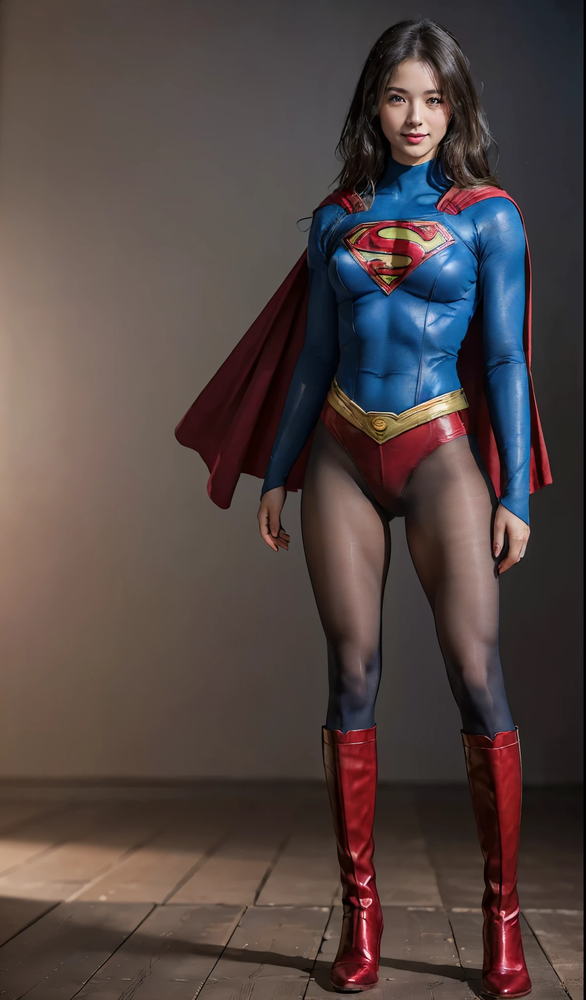 No background、(((Beautiful legs in black tights.)))、(((Legally express the beauty of your smile)))、((((Make the most of your original images)))、(((体にぴったりフィットするSupergirl Costume)))、(((Supergirl Costume)))、(((Beautiful hairstyle)))、(((She is winking cutely.)))、(((Please wear black tights....、Wear red boots)))、((Best image quality、8k))、((highest quality、8k、masterpiece:1.3))、(((Preserve background )))、Sharp focus:1.2、Beautiful woman with perfect figure:1.4、Slim Abs:1.2、Wet body:1.5、Highly detailed face and skin texture、8k