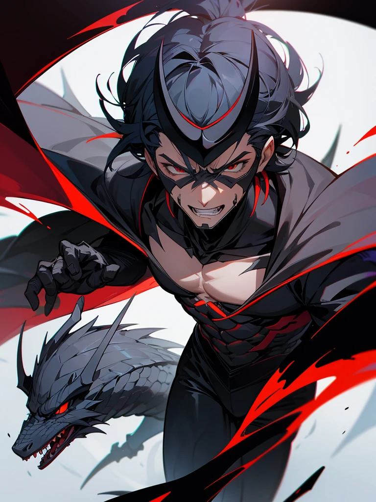 Humanoid black dragon as a male DC super villain