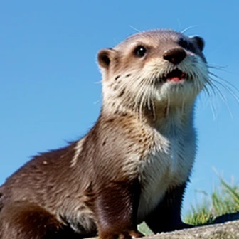 Otter, Adorable, blue sky, sun, cloud