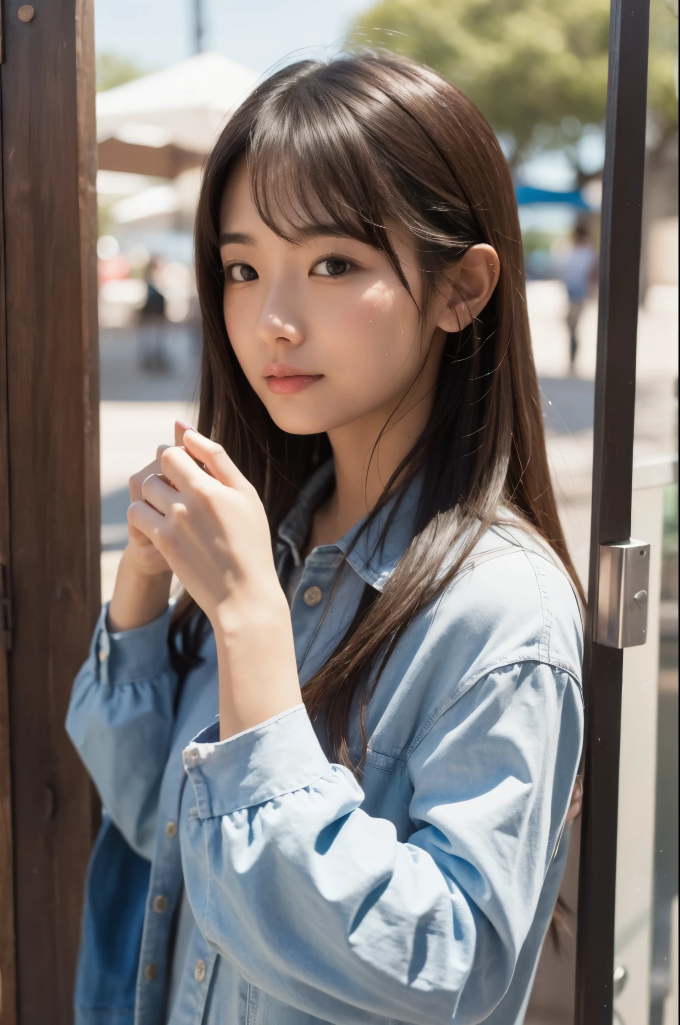 32K, Highest quality, masterpiece, Realistic, Very detailed,  photograph, High resolution, 行photograph, High resolution, Confused, Smoother light, Official Art, Written boundary depth, Bright light,
close, thin, Detailed face, anger, Beautiful details in the eyes, 19 years old Korean, cute, Highest quality real texture skin,
T-Shirts,