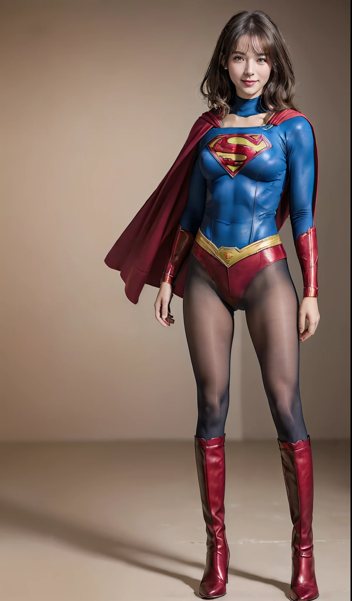 No background、(((Beautiful legs in black tights.)))、(((Legally express the beauty of your smile)))、((((Make the most of your original images)))、(((体にぴったりフィットするSupergirl Costume)))、(((Supergirl Costume)))、(((Beautiful hairstyle)))、(((She is winking cutely.)))、(((Please wear black tights....、Wear red boots)))、((Best image quality、8k))、((highest quality、8k、masterpiece:1.3))、(((Preserve background )))、Sharp focus:1.2、Beautiful woman with perfect figure:1.4、Slim Abs:1.2、Wet body:1.5、Highly detailed face and skin texture、8k